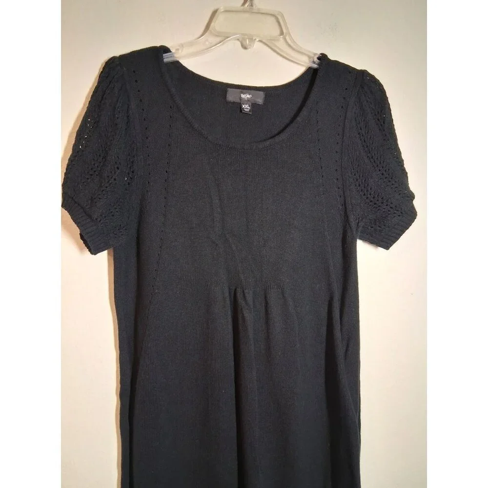 Mossimo Knit Sweater Dress Short Sleeve Business Casual Y2K Black Size Medium - Picture 2 of 7